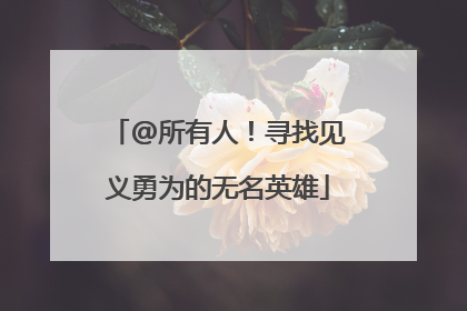 @所有人！寻找见义勇为的无名英雄